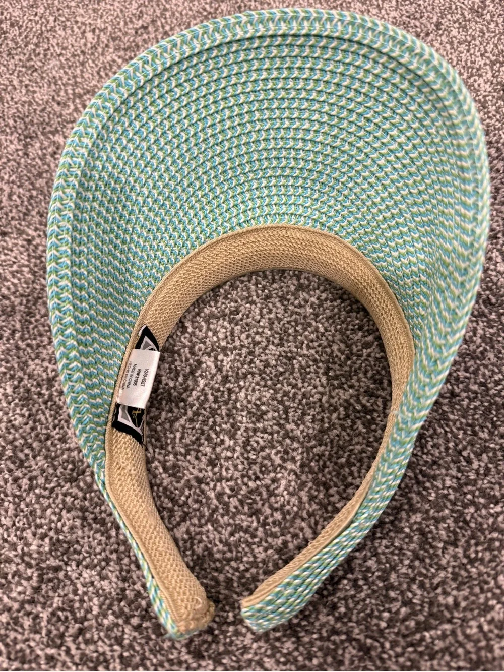 Scala Raffia Braided Visor in Sea Foam
